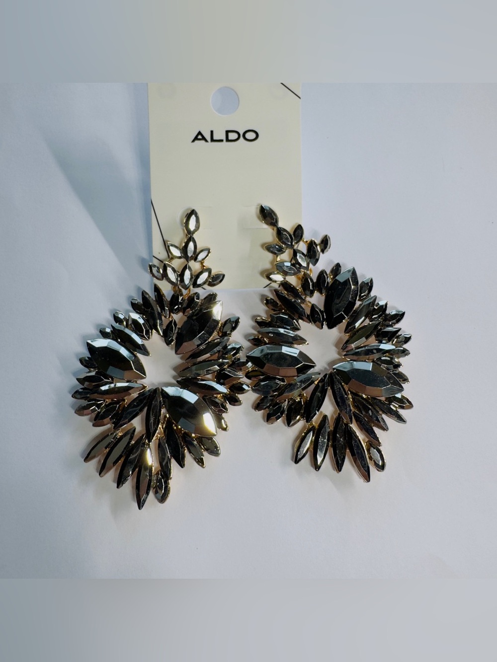 3” Aldo Metallic Black Faceted Chandelier Earrings